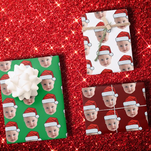 Feuille De Papier Cadeau Visage personnalisé Père Noël Chapeau drôle Visage