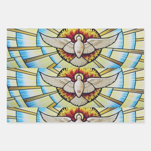 Feuille De Papier Cadeau vitrail de la colombe du Saint-Esprit (Devant)