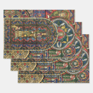 Feuille De Papier Cadeau Vitrail d'église, architecture vintage