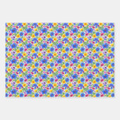Feuille De Papier Cadeau Vivid Blue Yellow Red Purple Flowers Pattern (Devant 2)