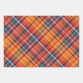 Feuille De Papier Cadeau Vivid orange, rouge et bleu plaid (Devant)