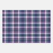 Feuille De Papier Cadeau Vivid violet, bleu et vert plaid (Devant 3)