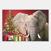 Feuille De Papier Cadeau Voeux de Noël éléphant (Devant 2)