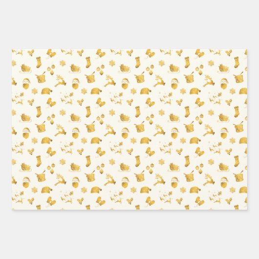 Feuille De Papier Cadeau Voeux simples ・ Éléments de Noël (Devant 3)