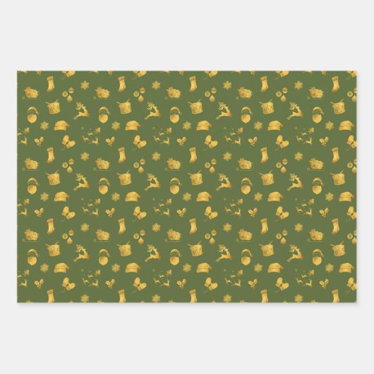 Feuille De Papier Cadeau Voeux simples ・ Éléments de Noël (Devant 2)