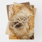 Feuille De Papier Cadeau Voile collage tachée de café (En situation)