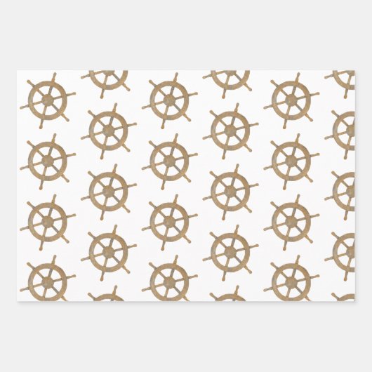 Feuille De Papier Cadeau Voilier À Thème Nautique (Devant 3)