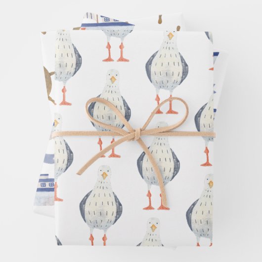 Feuille De Papier Cadeau Voilier À Thème Nautique (En situation)