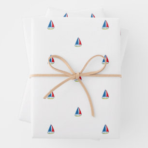 Feuille De Papier Cadeau Voilier nautique classique pour enfants