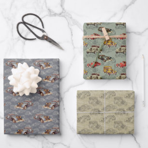 Feuille De Papier Cadeau Voitures classiques