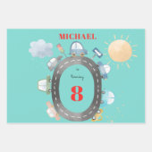 Feuille De Papier Cadeau Voitures et véhicules sur la route garçon annivers (Devant)