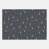 Feuille De Papier Cadeau Voitures rétro Noël Bois Arbres Gris Noir (Devant 2)