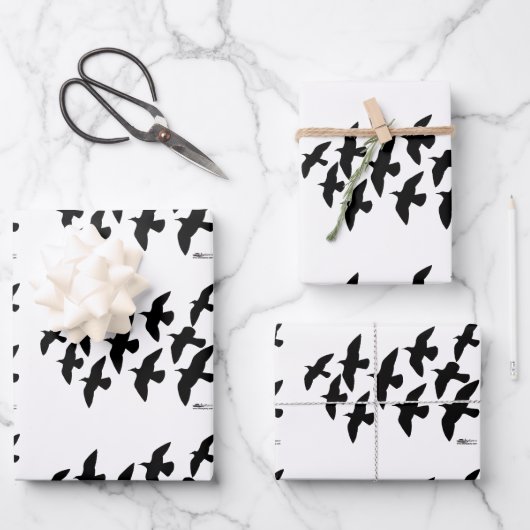 Feuille De Papier Cadeau Vol de pigeons (Recto)