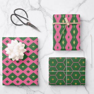 Feuille De Papier Cadeau Votre Altesse Élégante Motif Rose & Vert