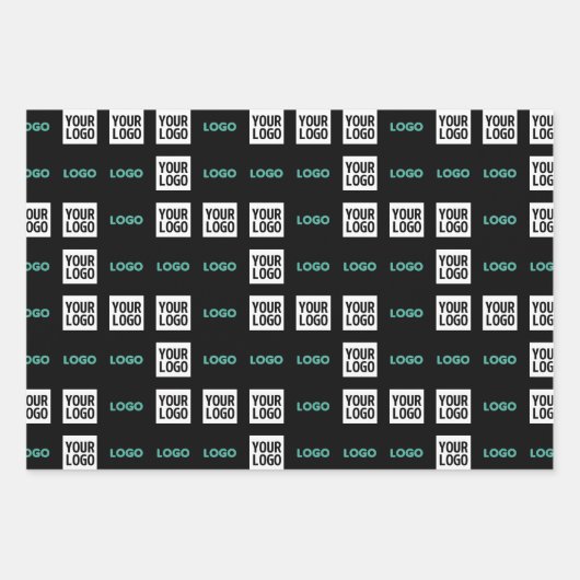 Feuille De Papier Cadeau Votre logo ou image | Zig Zag Motif avec deux imag (Devant)