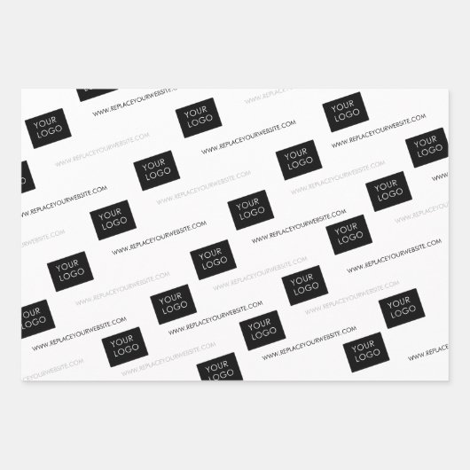 Feuille De Papier Cadeau Votre Logo Site Entreprise Emballage Blanc (Devant)