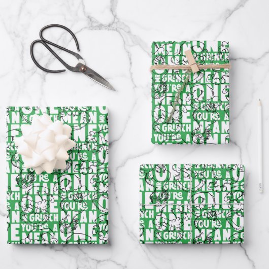 Feuille De Papier Cadeau Vous êtes un Mean One Mr Grinch Green Motif (Recto)