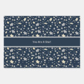 Feuille De Papier Cadeau Vous Êtes Une Étoile ! Élégant bleu moderne (Devant 3)