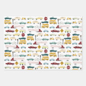 Feuille De Papier Cadeau Vroom ! Motif de la circulation Voitures Camions A (Devant 2)