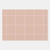 Feuille De Papier Cadeau Warm Beige Grid Pattern Minimal Soft Check Design (Devant)