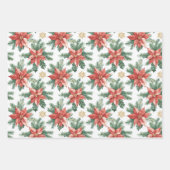 Feuille De Papier Cadeau Warm Red Green Christmas Floral Stripes (Devant 3)