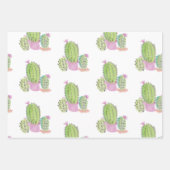 Feuille De Papier Cadeau Watercolor Cactus Plant Green Pink (Devant)