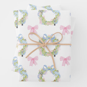 Feuille De Papier Cadeau Watercolor Christmas Nutcracker Wreath
