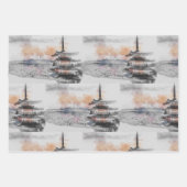 Feuille De Papier Cadeau Watercolor Japanese Pagoda & Fuji (Devant 2)