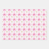 Feuille De Papier Cadeau Watercolor Pink & Green Bow Mahjong (Devant)