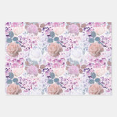 Feuille De Papier Cadeau Watercolor roses et hydrangeas. (Devant 2)