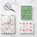 Feuille De Papier Cadeau Watercolor Watermelon Hearts & Greenery<br><div class="desc">Créez un papier d'emballage personnalisé et un emballage cadeau personnalisé pour toutes les occasions. Lorsque vous donnez un cadeau emballé dans du papier d'emballage personnalisé, il est sûr de mettre un sourire sur le visage de chacun! Ajoutez votre libellé personnalisé à cette conception à l'aide des cases "Modifier ce modèle...</div>
