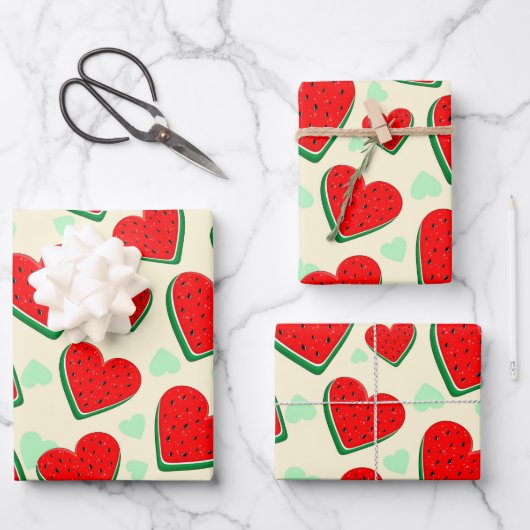 Feuille De Papier Cadeau Watermelon Heart Valentine's Day Free Palestine (Recto)