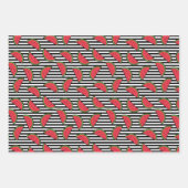 Feuille De Papier Cadeau Watermelon sur Motif Black & White Stripes (Devant)