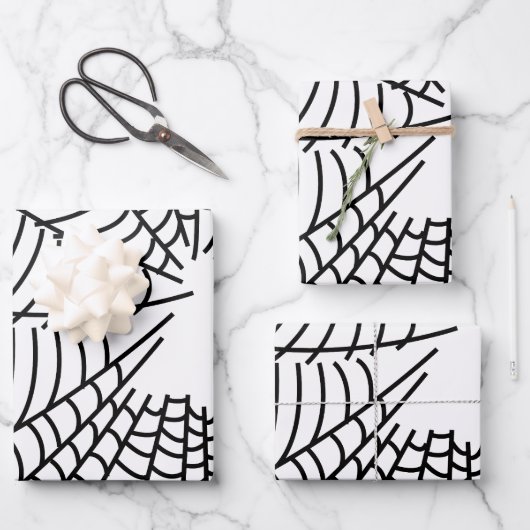 Feuille De Papier Cadeau Web Black and White Spider (Recto)