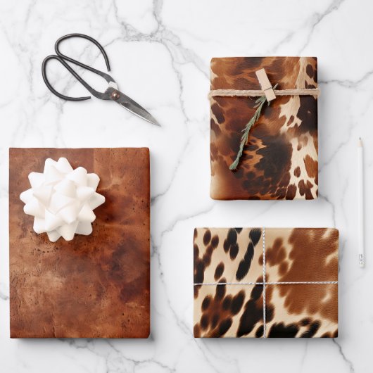 Feuille De Papier Cadeau Western Brown Howdy Cowboy Brown Cpwhide (Recto)