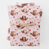 Feuille De Papier Cadeau Western Brown Rose Cowgirl Coeurs Casquette Annive (En situation)
