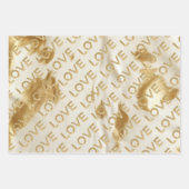 Feuille De Papier Cadeau Western Cream White Gold Glitz Love (Devant)
