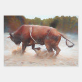 Feuille De Papier Cadeau Western Rodeo Bull Pays Rustique (Devant)