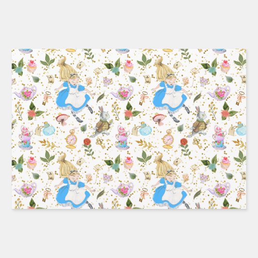 Feuille De Papier Cadeau Whimsical Alice's Adventures in Wonderland Party (Devant 3)