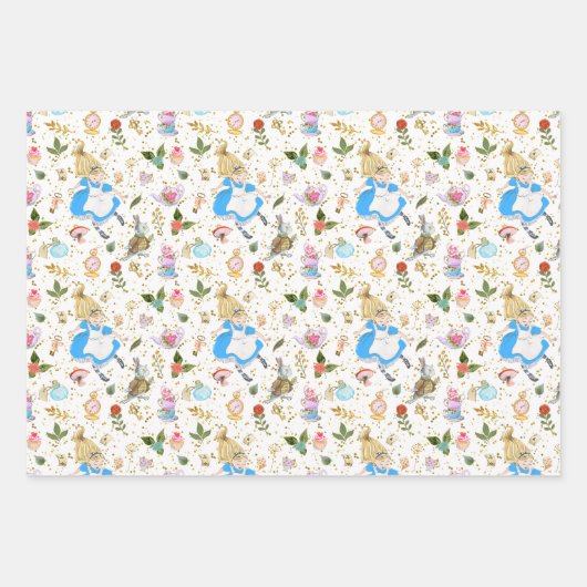 Feuille De Papier Cadeau Whimsical Alice's Adventures in Wonderland Party (Devant)