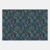 Feuille De Papier Cadeau Whimsical Christmas Tree Purple and Teal Pattern  (Devant)