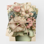 Feuille De Papier Cadeau Whimsical Flowers in a Planter Pot Cute (En situation)