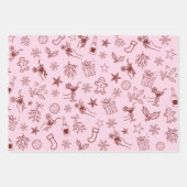 Feuille De Papier Cadeau Whimsical main dessinée Doodles de Noël Motif (Devant)