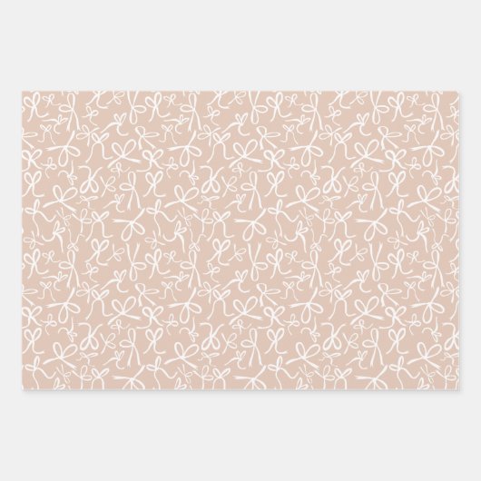 Feuille De Papier Cadeau Whimsical mignon Mocha Brown Bows Motif Girly Cade (Devant 3)