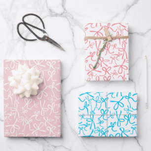 Feuille De Papier Cadeau Whimsical mignon rose Bows Motif Girly Cadeau