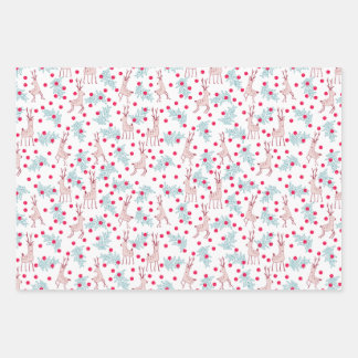 Feuille De Papier Cadeau Whimsical Reindeer and Berry Christmas Pattern