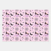 Feuille De Papier Cadeau Whimsical "Run Away With Me" Halloween Witch & Bat (Devant)