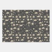 Feuille De Papier Cadeau Whimsical Star Moon Planètes Nuages (Devant)