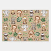 Feuille De Papier Cadeau Whimsical Tropical Jungle Safari Animaux sauvages (Devant 3)
