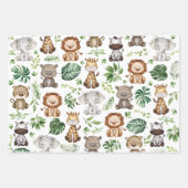 Feuille De Papier Cadeau Whimsical Tropical Jungle Safari Animaux sauvages (Devant)